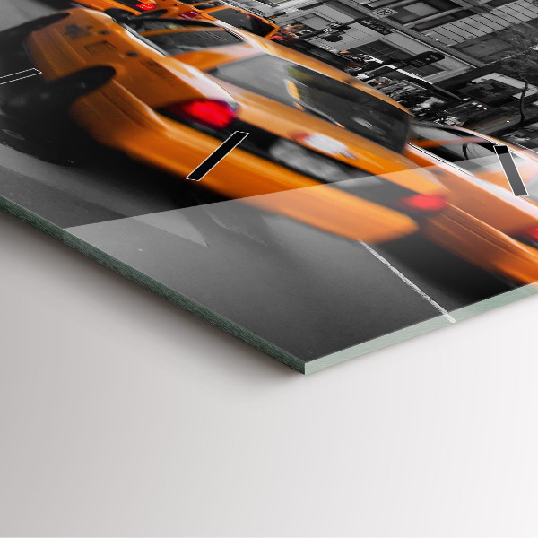 Ceas pătrat de perete din sticlă Manhattan și taxiuri