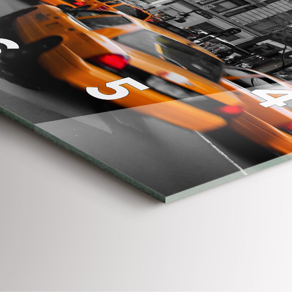 Ceas pătrat de perete din sticlă Manhattan și taxiuri