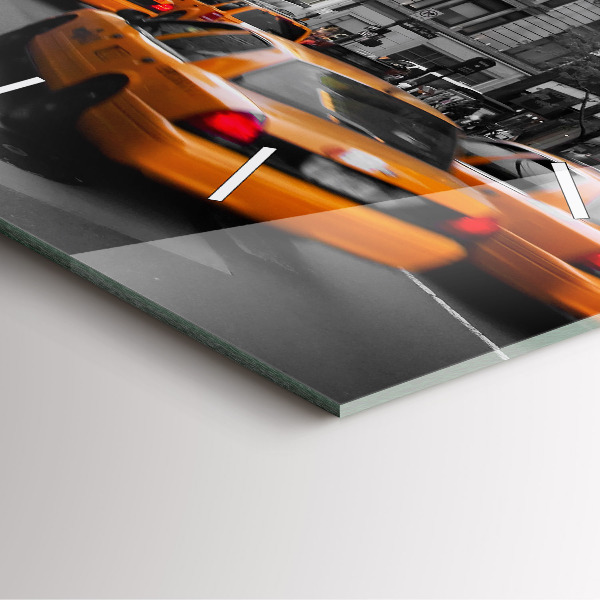 Ceas pătrat de perete din sticlă Manhattan și taxiuri