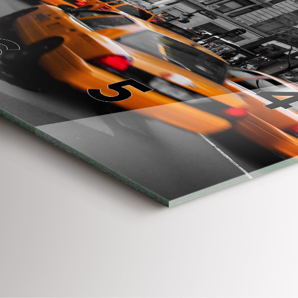 Ceas pătrat de perete din sticlă Manhattan și taxiuri