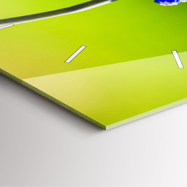 Ceas pătrat de perete din sticlă Flori albastre