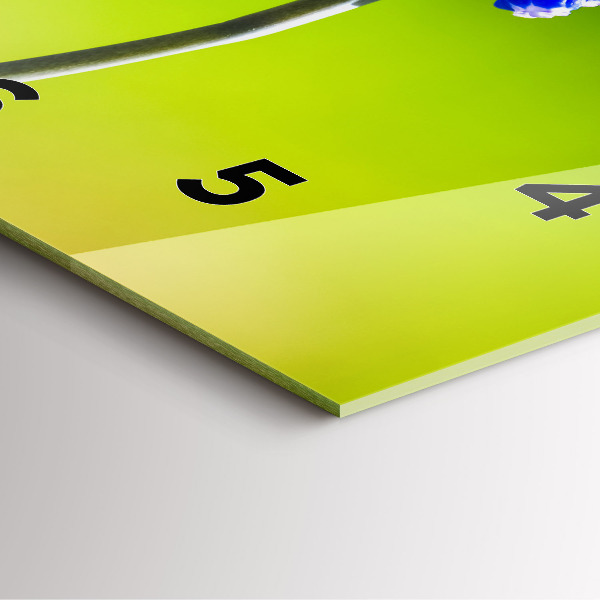 Ceas pătrat de perete din sticlă Flori albastre