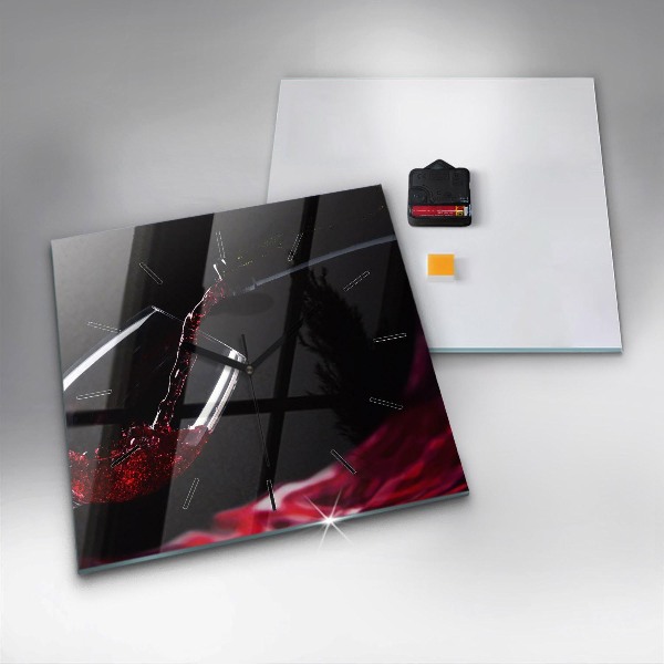 Ceas pătrat de perete din sticlă Vin roșu