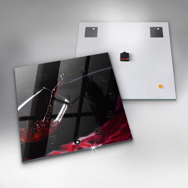 Ceas pătrat de perete din sticlă Vin roșu