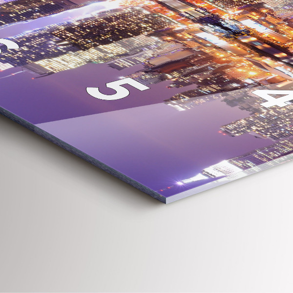 Ceas pătrat de perete din sticlă Orașul New York noaptea