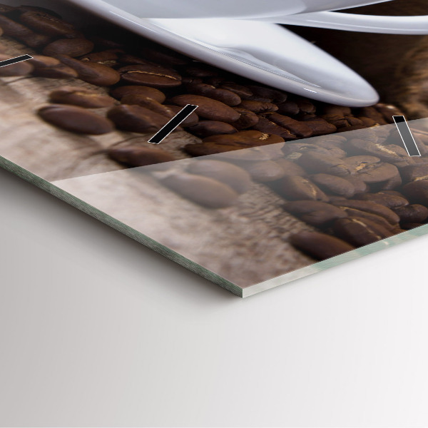 Ceas pătrat de perete din sticlă O ceașcă de cafea