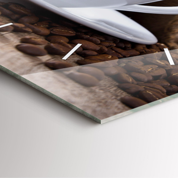 Ceas pătrat de perete din sticlă O ceașcă de cafea