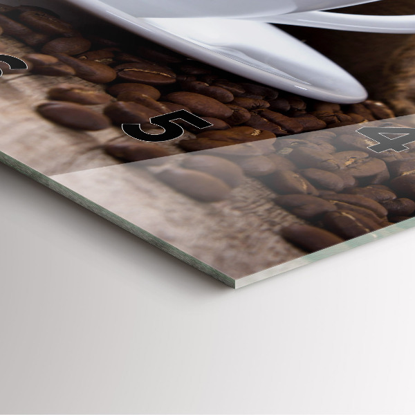 Ceas pătrat de perete din sticlă O ceașcă de cafea