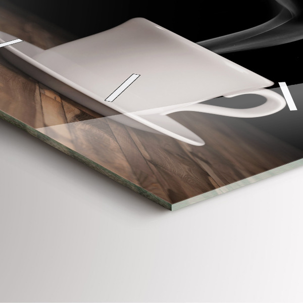 Ceas pătrat de perete din sticlă O ceașcă de cafea fierbinte