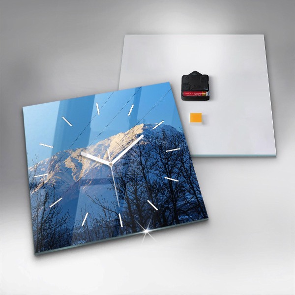 Ceas pătrat de perete din sticlă Vedere la munte