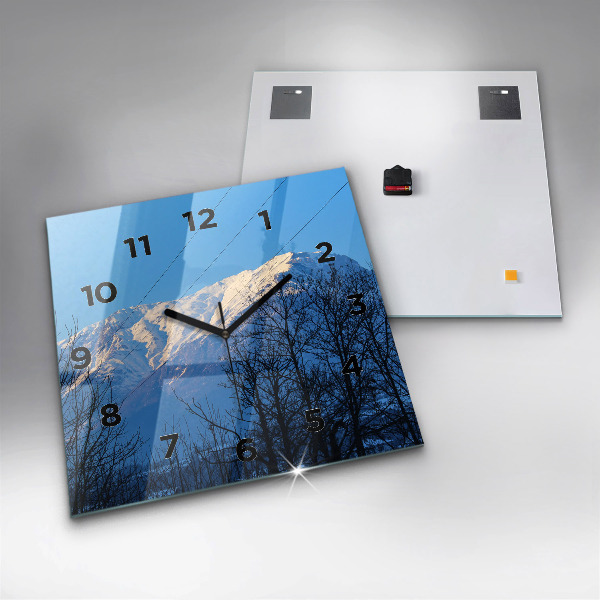Ceas pătrat de perete din sticlă Vedere la munte