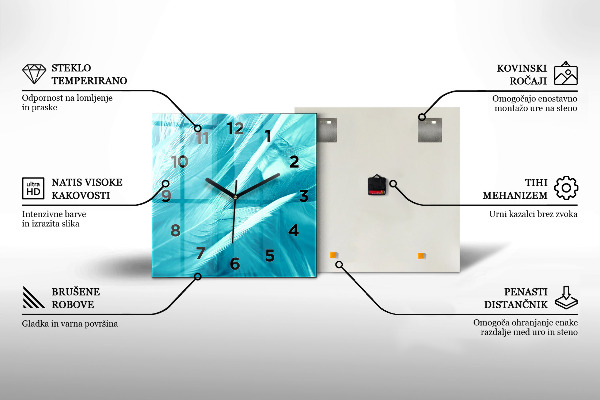 Ceas pătrat de perete din sticlă Abstracția aurie