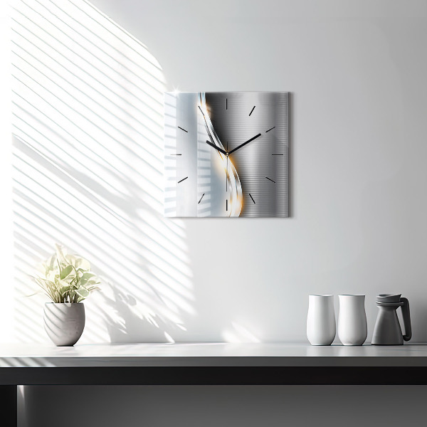 Ceas pătrat de perete din sticlă Abstracția metalului