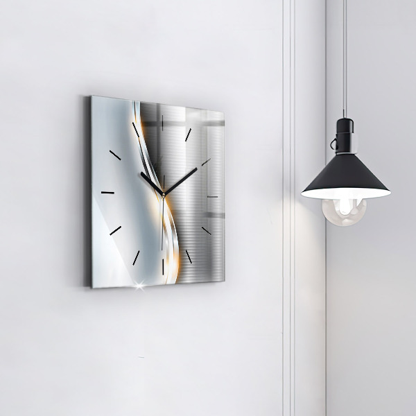 Ceas pătrat de perete din sticlă Abstracția metalului