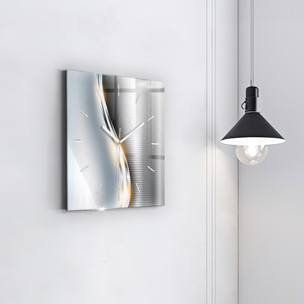 Ceas pătrat de perete din sticlă Abstracția metalului