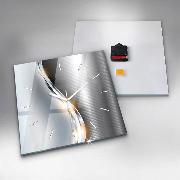Ceas pătrat de perete din sticlă Abstracția metalului