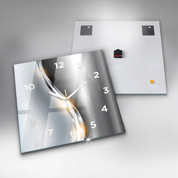 Ceas pătrat de perete din sticlă Abstracția metalului