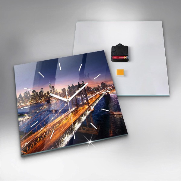 Ceas pătrat de perete din sticlă New York și apusul soarelui