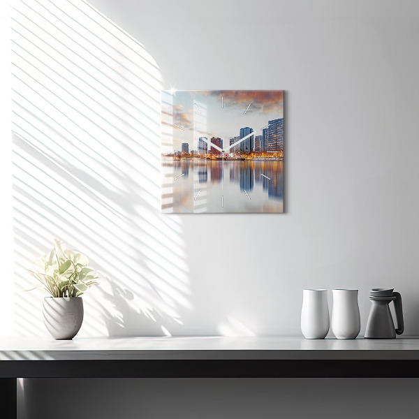 Ceas pătrat de perete din sticlă Panorama cu Turnul Eiffel