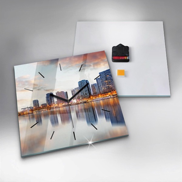 Ceas pătrat de perete din sticlă Panorama cu Turnul Eiffel