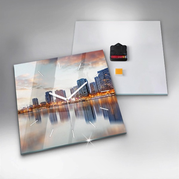 Ceas pătrat de perete din sticlă Panorama cu Turnul Eiffel