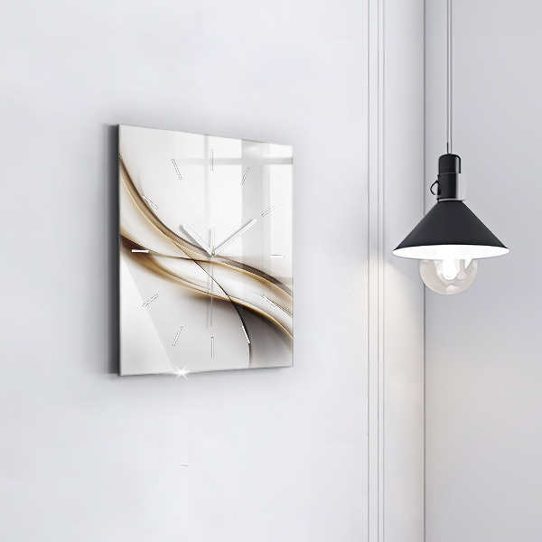 Ceas pătrat de perete din sticlă Linii abstracte