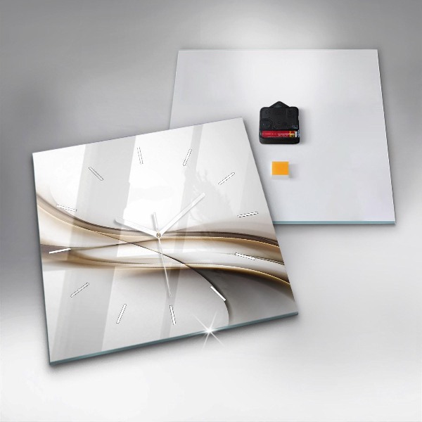 Ceas pătrat de perete din sticlă Linii abstracte