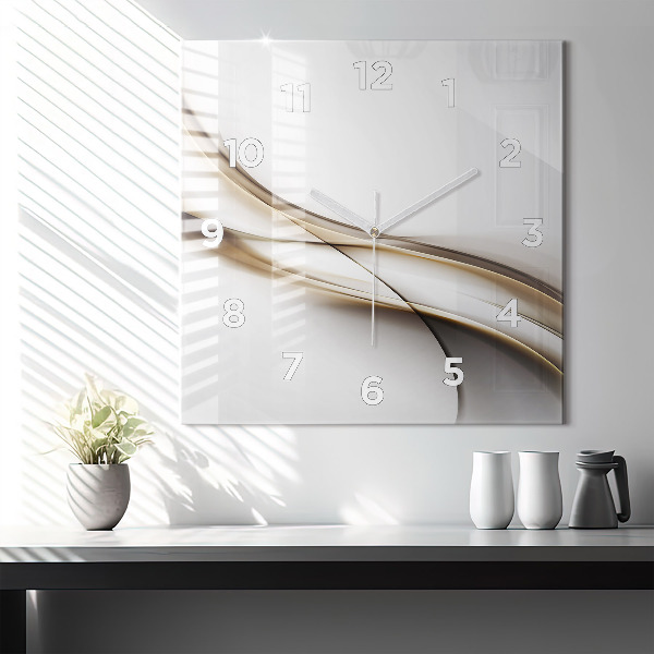 Ceas pătrat de perete din sticlă Linii abstracte