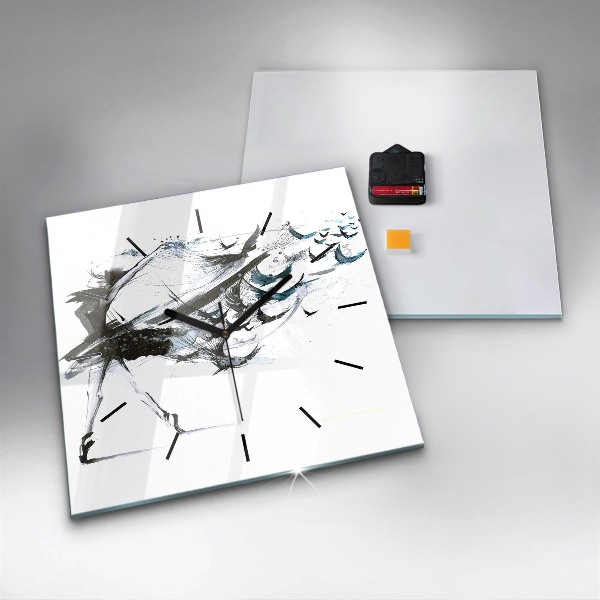 Ceas pătrat de perete din sticlă Femeie dansând balet