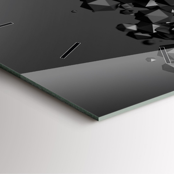 Ceas pătrat de perete din sticlă Abstracția neagră