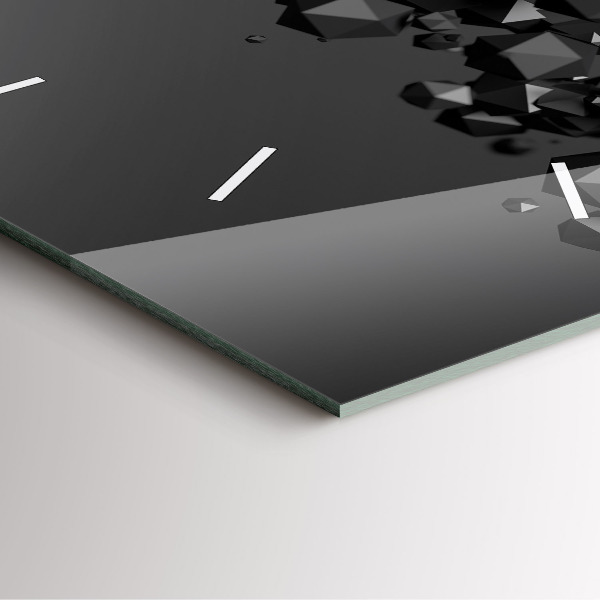 Ceas pătrat de perete din sticlă Abstracția neagră