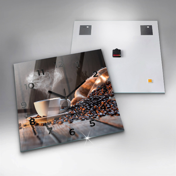 Ceas pătrat de perete din sticlă O ceașcă de cafea