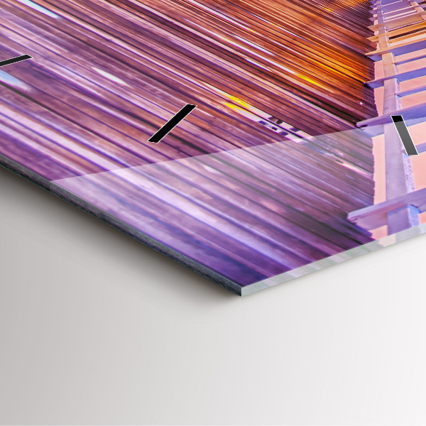 Ceas pătrat de perete din sticlă Pod în port seara