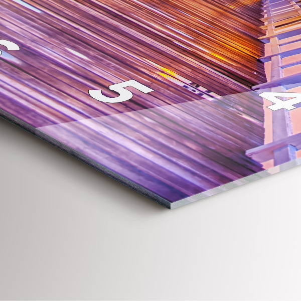 Ceas pătrat de perete din sticlă Pod în port seara