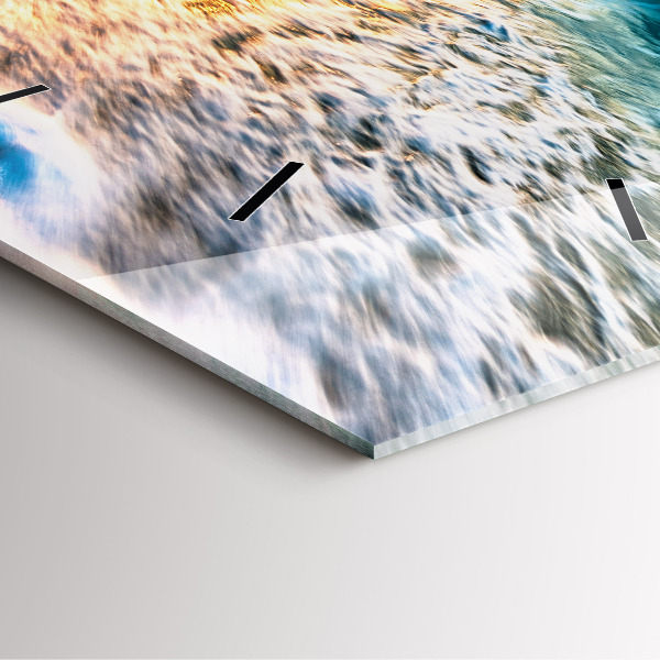 Ceas pătrat de perete din sticlă Plaja, mare si nisip