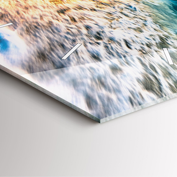 Ceas pătrat de perete din sticlă Plaja, mare si nisip