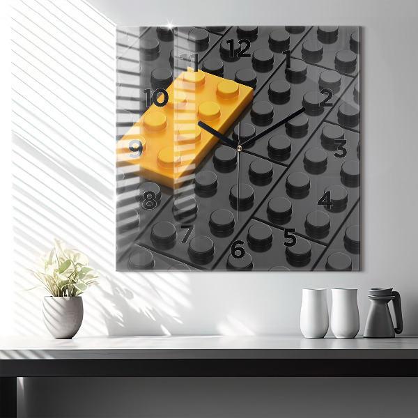 Ceas pătrat de perete din sticlă Blocuri de jucărie