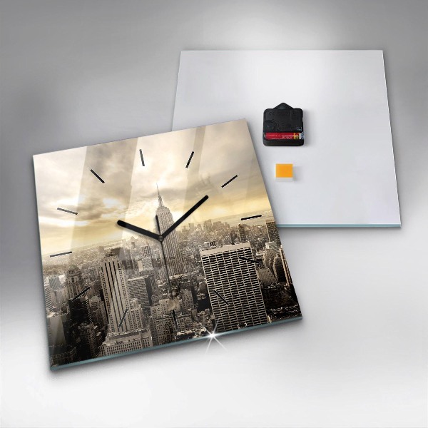 Ceas pătrat de perete din sticlă Turnuri din New York