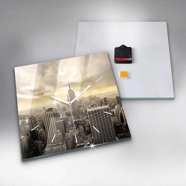 Ceas pătrat de perete din sticlă Turnuri din New York