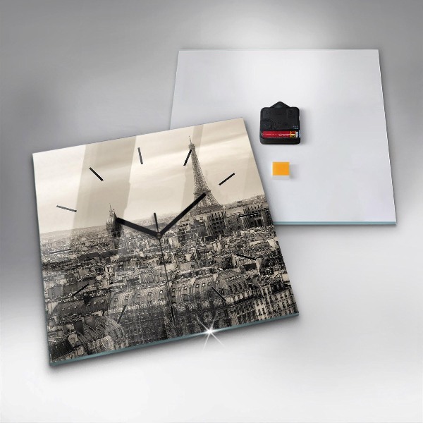 Ceas pătrat de perete din sticlă Peisaj panoramic din Paris