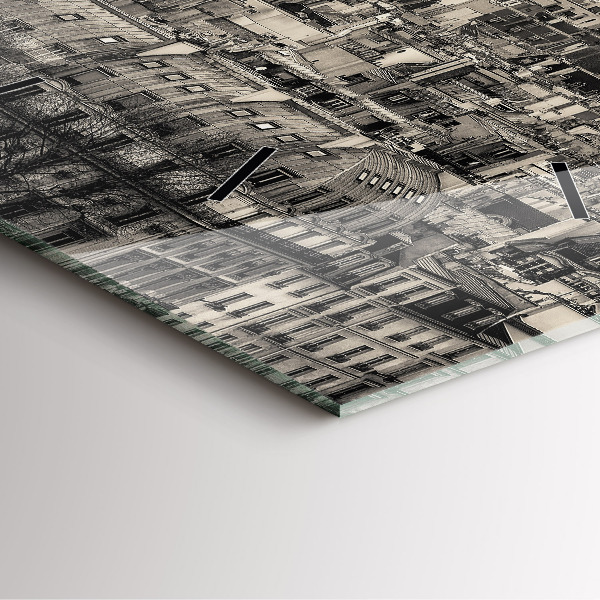 Ceas pătrat de perete din sticlă Peisaj panoramic din Paris