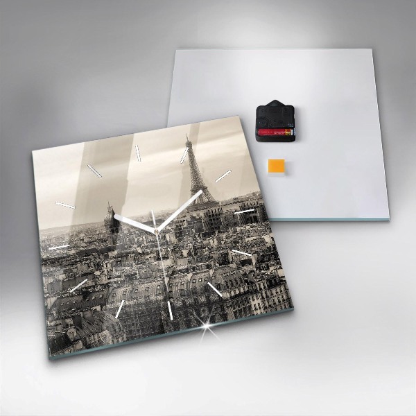 Ceas pătrat de perete din sticlă Peisaj panoramic din Paris