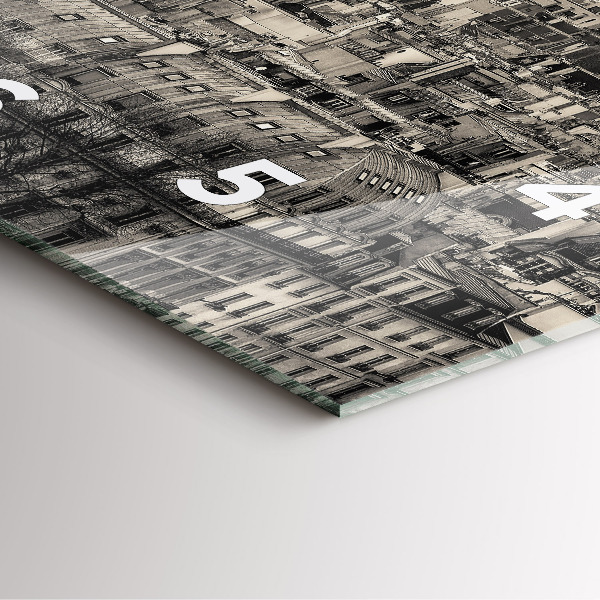 Ceas pătrat de perete din sticlă Peisaj panoramic din Paris