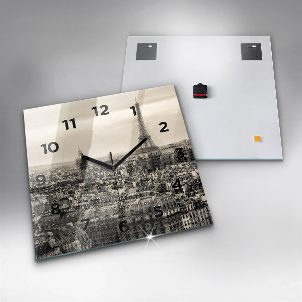 Ceas pătrat de perete din sticlă Peisaj panoramic din Paris