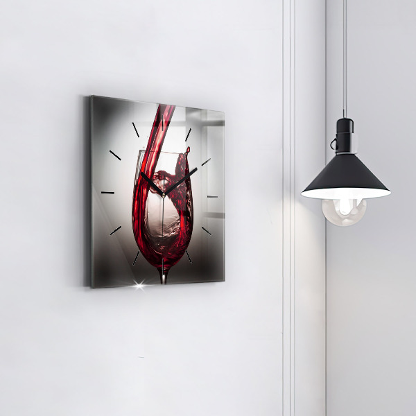 Ceas pătrat de perete din sticlă pahar de vin
