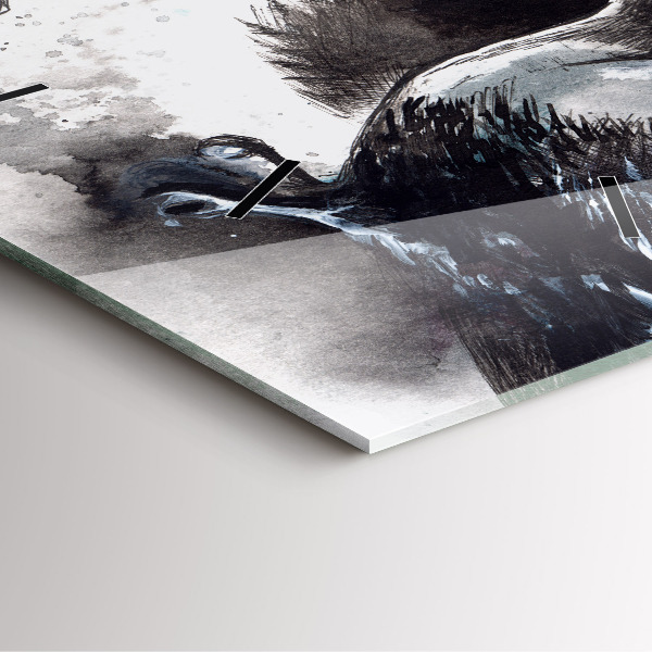 Ceas pătrat de perete din sticlă Păsări pictate