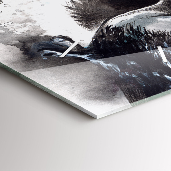 Ceas pătrat de perete din sticlă Păsări pictate