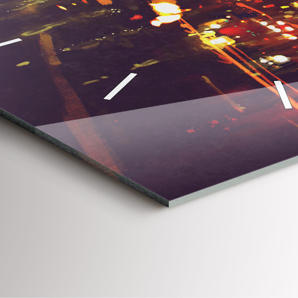 Ceas pătrat de perete din sticlă Oraș pictat