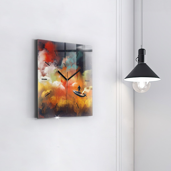 Ceas pătrat de perete din sticlă Imagine abstractă