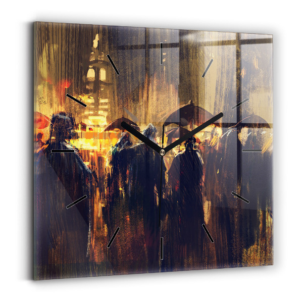 Ceas pătrat de perete din sticlă Impresionismul în artă Rynek